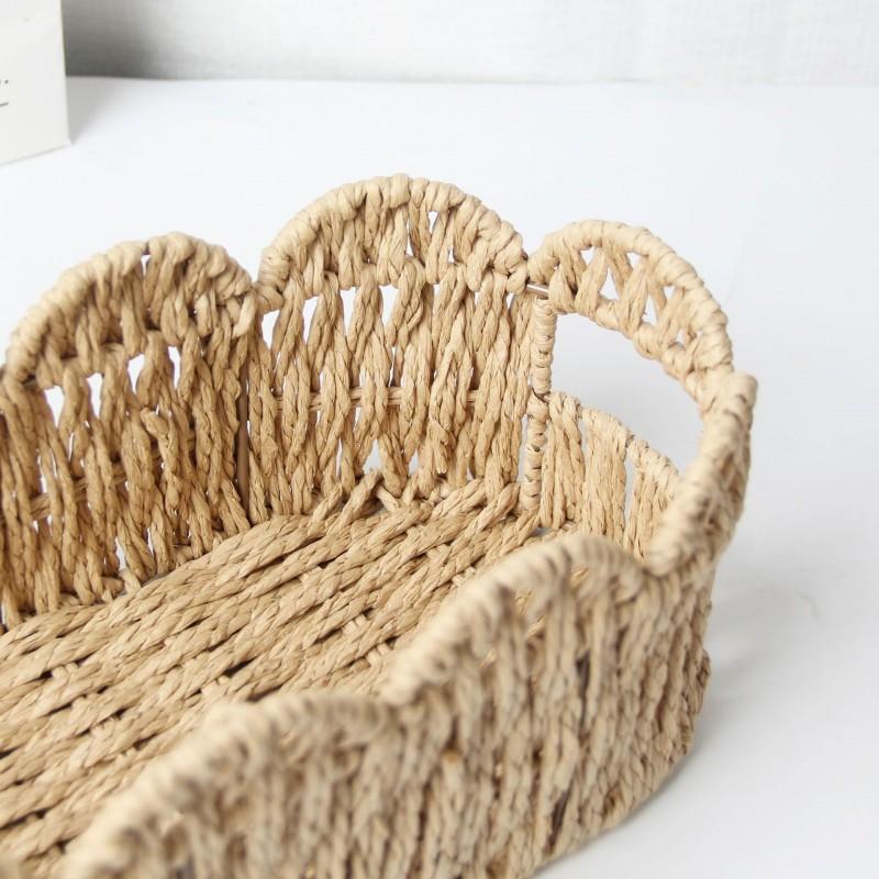 Handmade Paper Rope Storage Basket Home Organization Decorative Oval Bin Lightweight Eco-Friendly