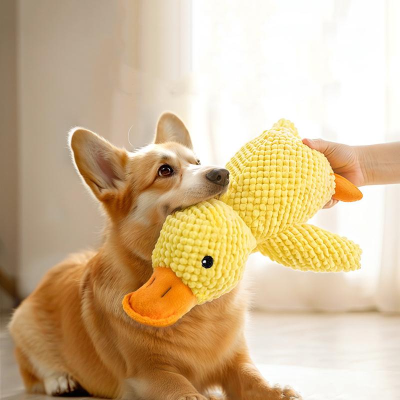 Dog Plush Toy Yellow Duck Molar Chew Toy Bite Resistant Puppy Self Play Relieve Boredom Interactive Pet Toy for Small Dogs
