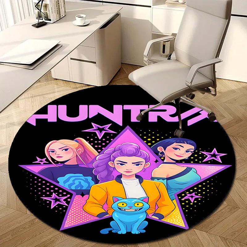 1pc KPop Demon Hunters15 Design Printed Area Round Carpet for Bedroom Living Room Home Decor Rugs Mat Non Slip Mat Rug for Bedside