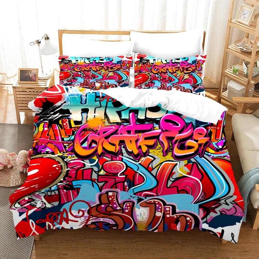 

3D Printed Hip-hop Style Bedding Set Duvet Cover Bedroom Comforter Covers Single Twin King Size Quilt Cover Home Textile Tool 70x133cm 2pcs