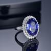 Open Ring Women Simulated Deep Blue Tanzanite Cluster Zircon Statement Finger Ring