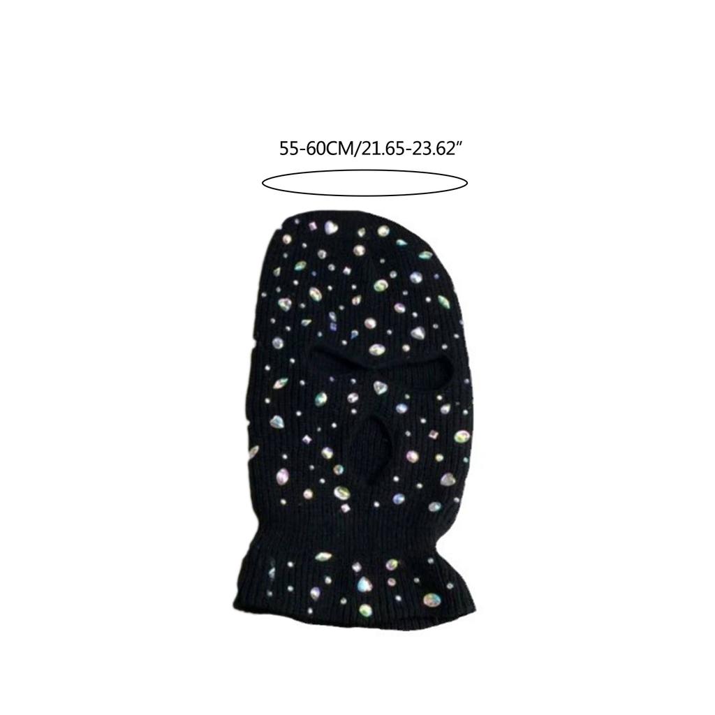 Balaclava Blingbling Face Cover Jeweled Hat Hooded Neck Warmer for Outdoor Halloween Cosplay Balaclava Cap