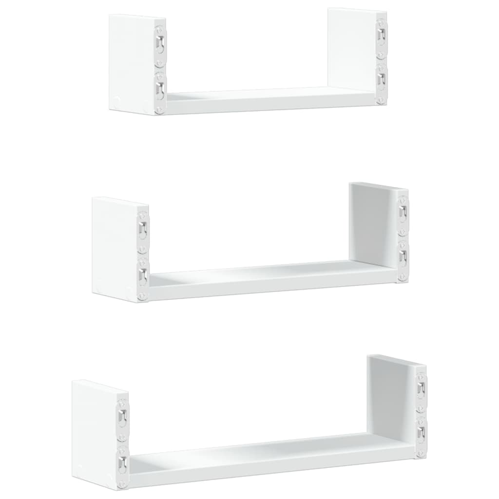 Wall Shelf Set 3 Pieces White Particleboard