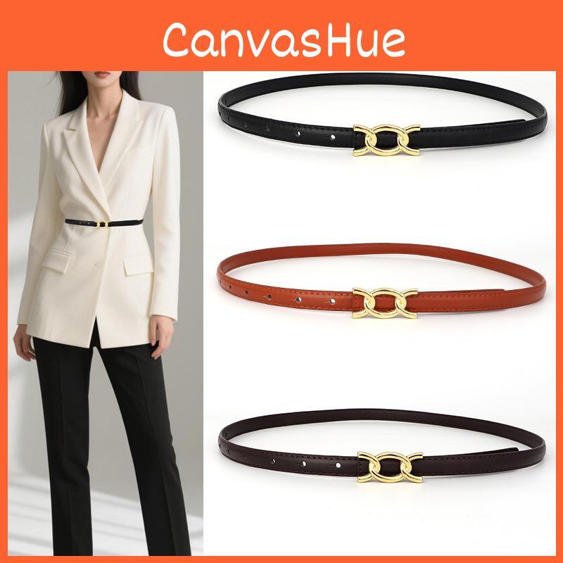Buckle Metal Geometric Decoration Women Slim Waist Belt Versatile For Daily Use