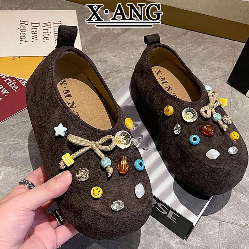 Rindslederversion All-inclusive Herbst neue einpedalige Einzelschuhe Muffin dicksohlige erhöhende Damenschuhe