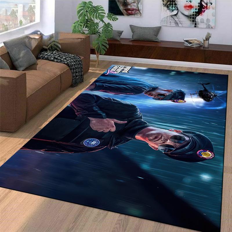 GTA Police Printed Flannel Carpet Non-Slip Suitable for Bedroom, Living Room, and Children's Room Decoration