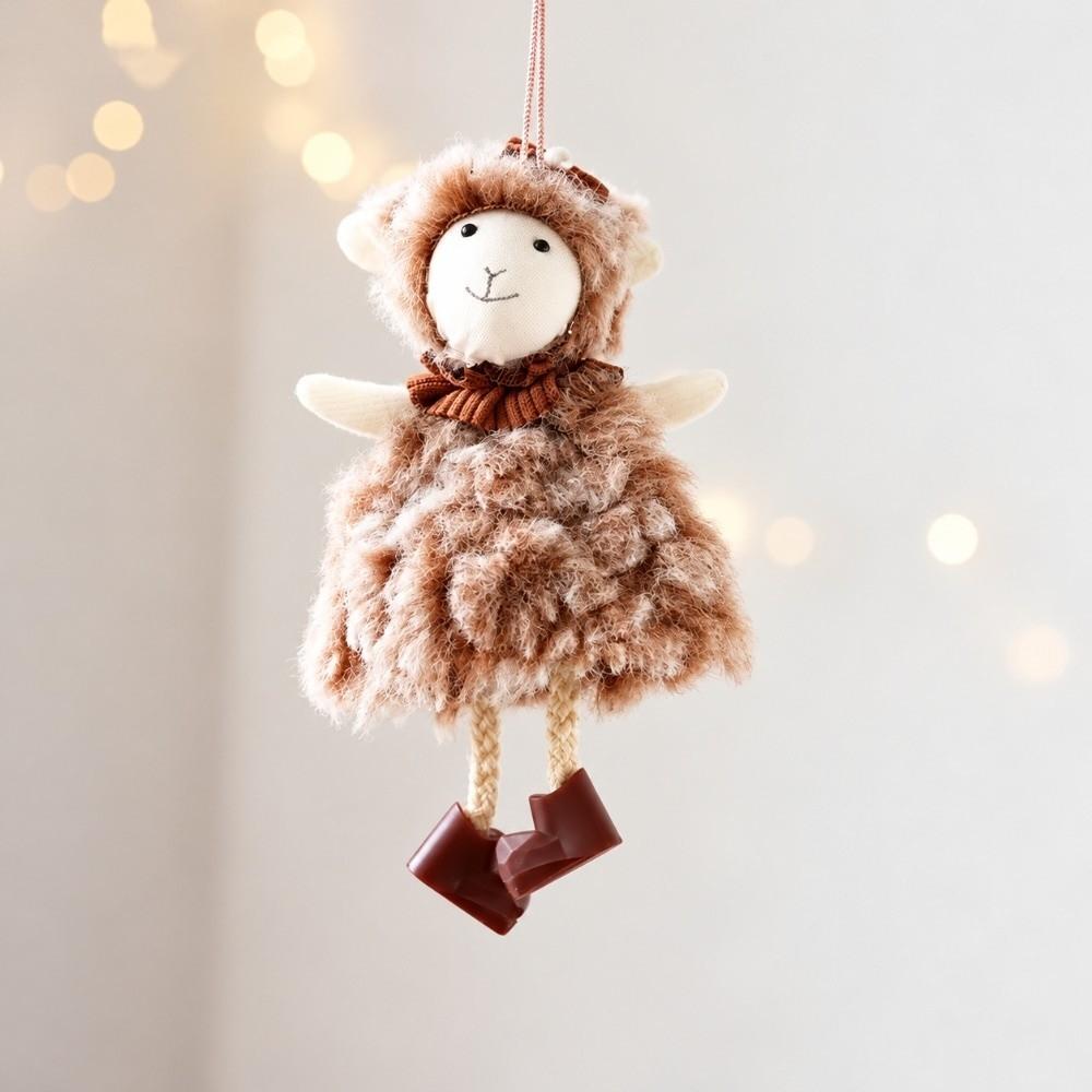 Plush Little Lamb Hanging Pendant Curly Fur New Year Xmas Decoration Sheep Pendants Party Decor