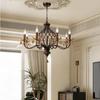 Żyrandol w stylu vintage Kryształowe lampy do salonu Lampy do jadalni Oprawa świetlna do sypialni w kolorze orzecha włoskiego