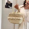 Yogodlns Women Straw Woven Bag Straw Tote Bag Large Capacity Weaving Shoulder Purse with Lace Woven Shopping HandBag Summer Beach Clutch