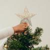 Lighted Star Tree Topper 25cm Christmas Treetop Star Gradient Christmas Treetop Star Hollow Iron Star Tree Keepsake With LED