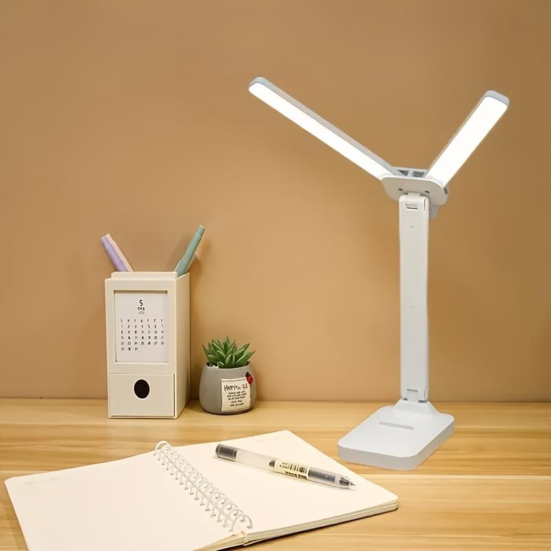 Foldable dual head LED eye protection study desk lamp