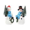 Double 4.8 Inch Resin Snowman Figurines With Christmas Tree Garland Christmas Decoration Indoor Snowman Decorative Ornaments