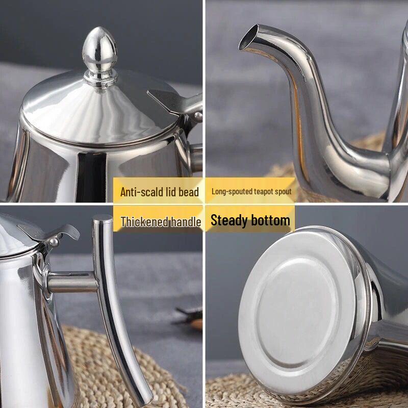 Thickened Stainless Steel Teapot with Filter, Universal Flat Bottom Kettle