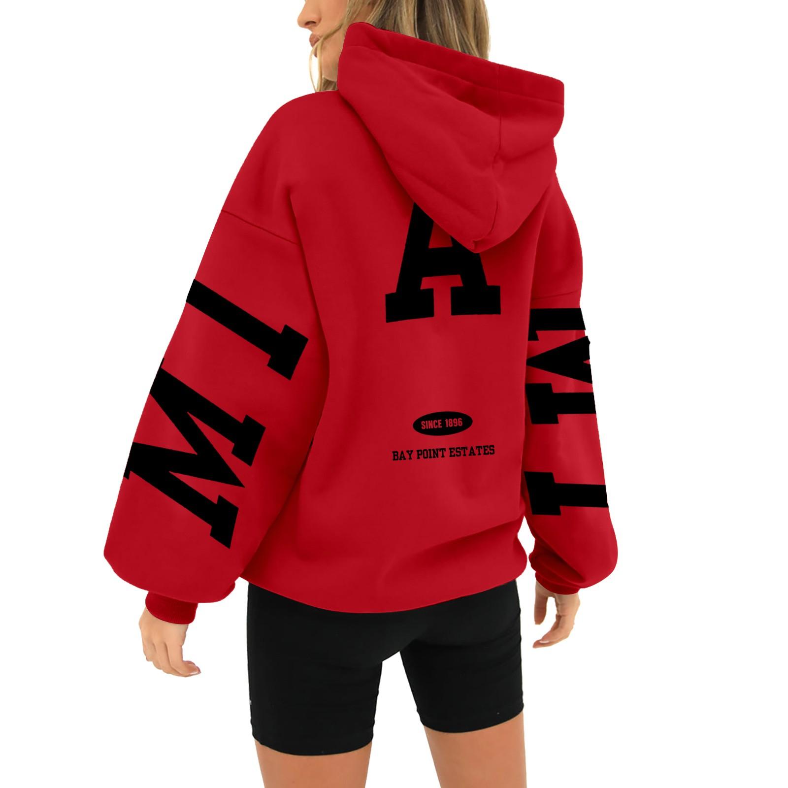 

Жіночий костюм, спортивний костюм, повсякденна толстовка з капюшоном і довгими рукавами L червоний