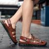 Men's Handmade Velcro Cowhide Mesh Beach Sandals - Summer Casual Breathable Outdoor Shoes