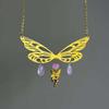 Fairy Wing Pendant Necklace Geometric Copper Art For Ladies