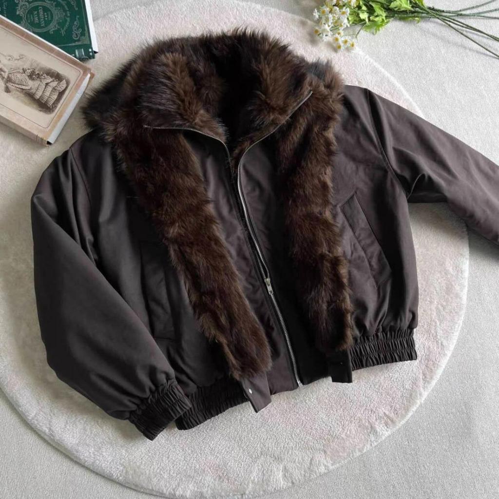 Giacca Spessa Stile Americano Aquila di Montagna per Autunno e Inverno con Collo in Pelliccia Sintetica - Vestibilità Larga Unisex, Design 2-in-1