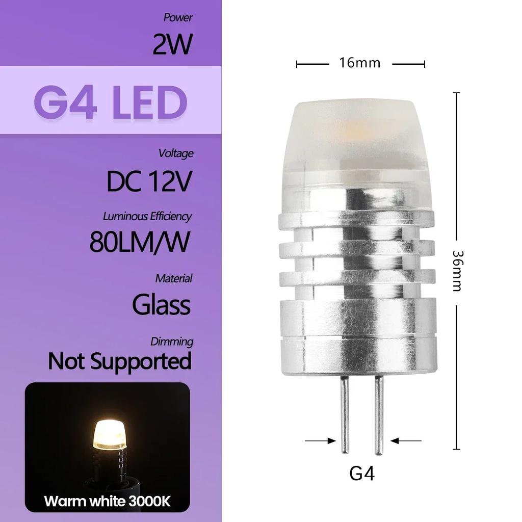 High Light LED MINI G4 AC DC 12V 24V Low Power 1.2W 1.4W 1.5W 2W 3W Efficiency Strobe Free for Crystal Chandelier Kitchen Toilet