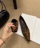 French pointed leopard print single shoes women's shallow mouth 2025 spring and summer new evening shoes leather one-word buckle high heels