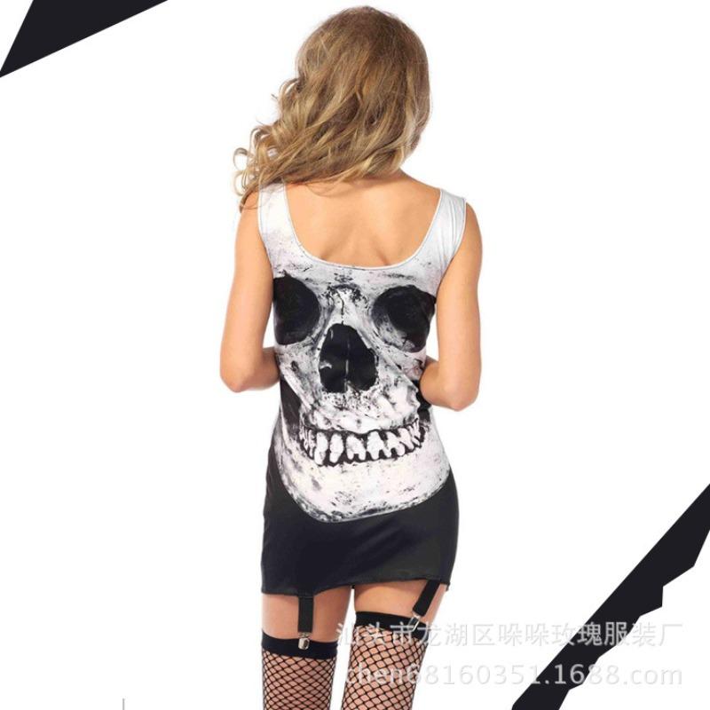 Halloween Skull Costume Zombie Dress, Undead Bar Ds Stage Costume Party Dress Up
