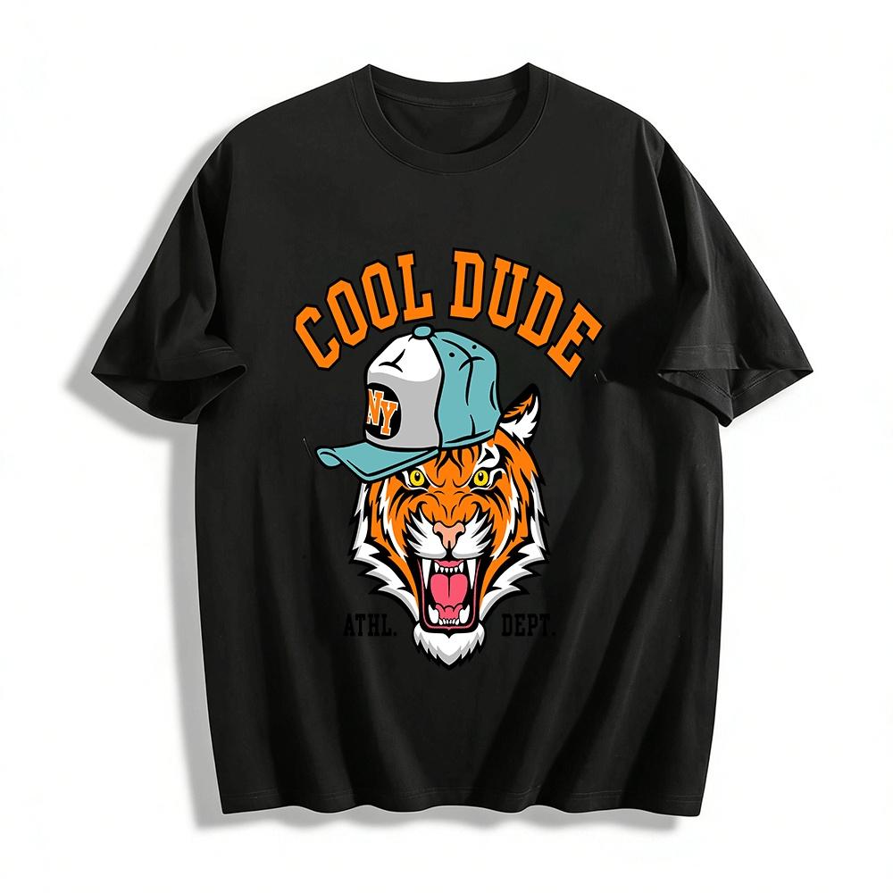 

Cool Dude NY Tiger Print Streetwear Casual Athletic Men s T-Shirt Pure cotton T-shirt XXS