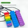 Rainbow Building Blocks Teething Stick Set: Food-Grade Chew Pendant for Baby Teething and Autism Training
