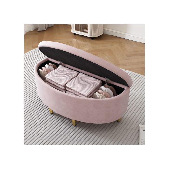 Lit en velours - 90x200 cm - Coquillage - Pieds en fer doré - Tête de lit réglable