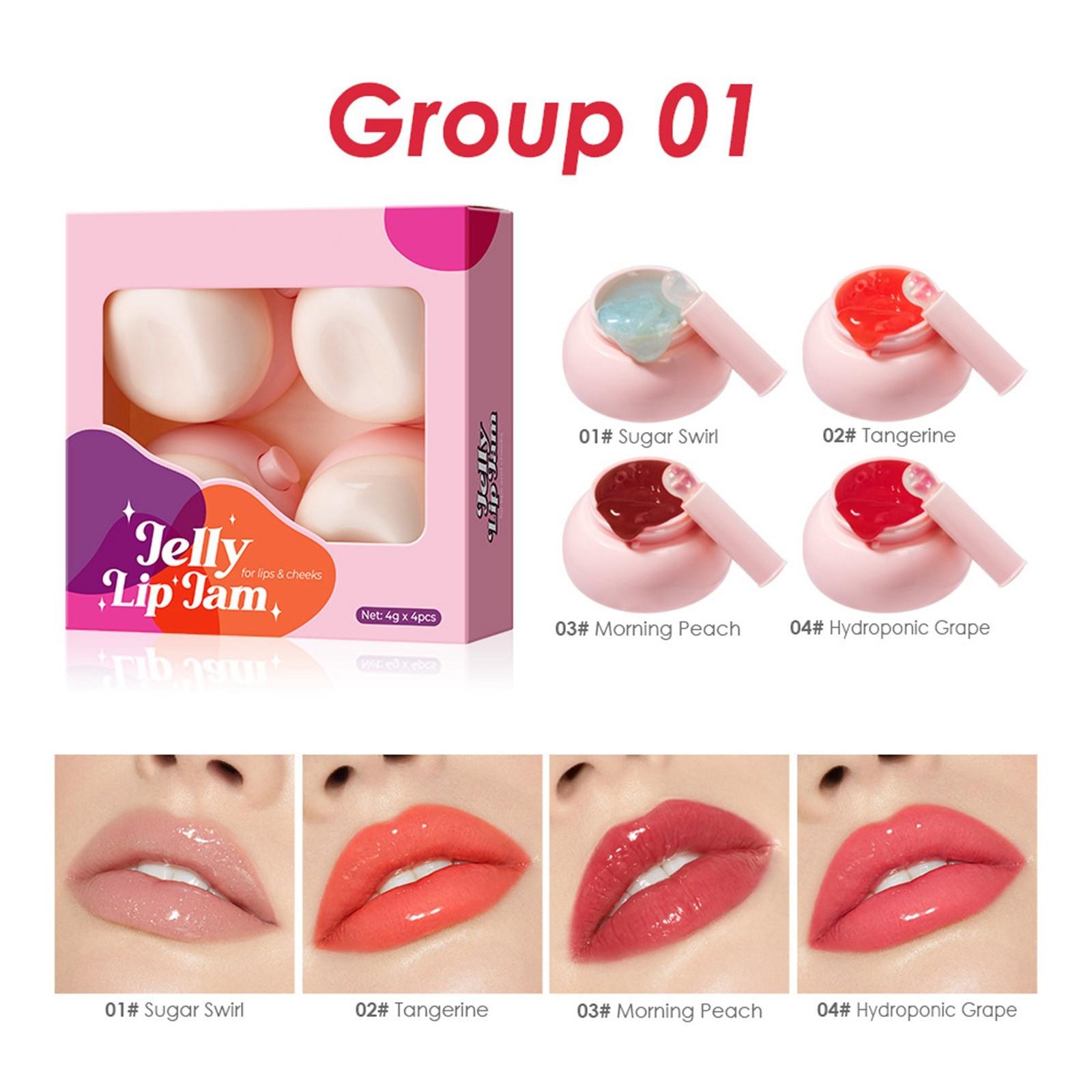 

Jelly Lipstick Set, Dudu Lip Mirror Lip Gloss, 4-color Jelly Lipstick, Natural Plumping Lip, Dual-purpose Blush For Both Lips And Cheeks One Size