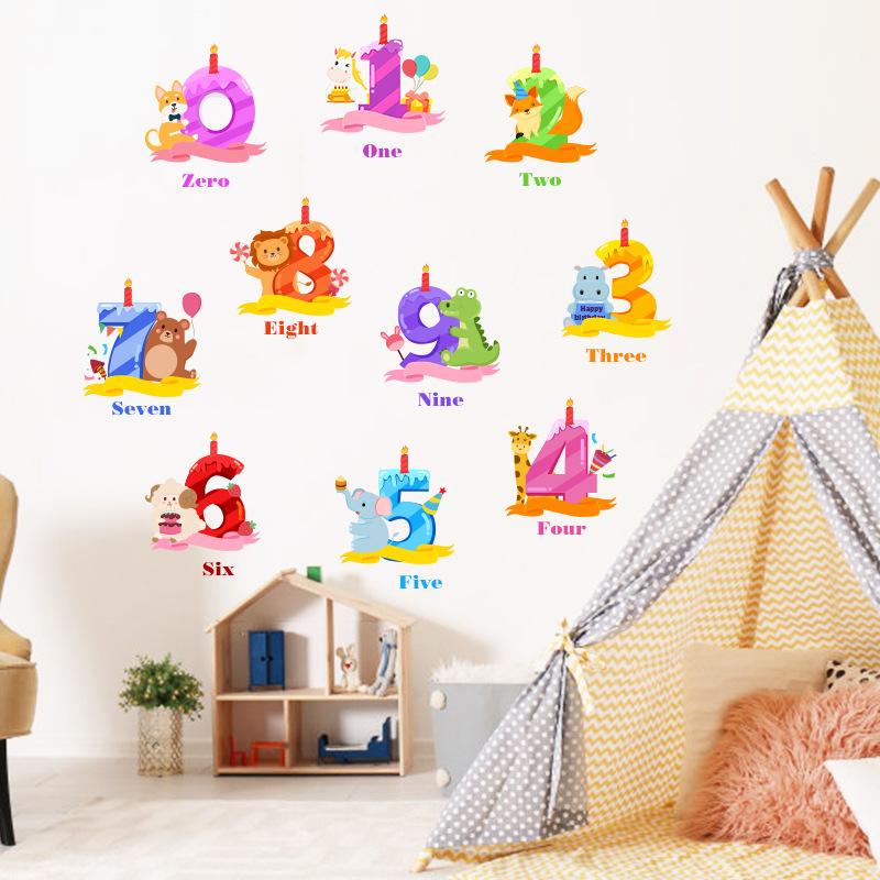 DIY Cartoon Wall Stickers Animal English Letters Astronaut Space Decals for Kids Room Nursery Living Room Decor Self Adhesive Vinyl Art