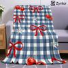 Gingham Cherry Bow Star Lightweight Microfiber Soft Christmas Fleece Blanket Warm Cozy Throw for Sofa Office Travel All Season