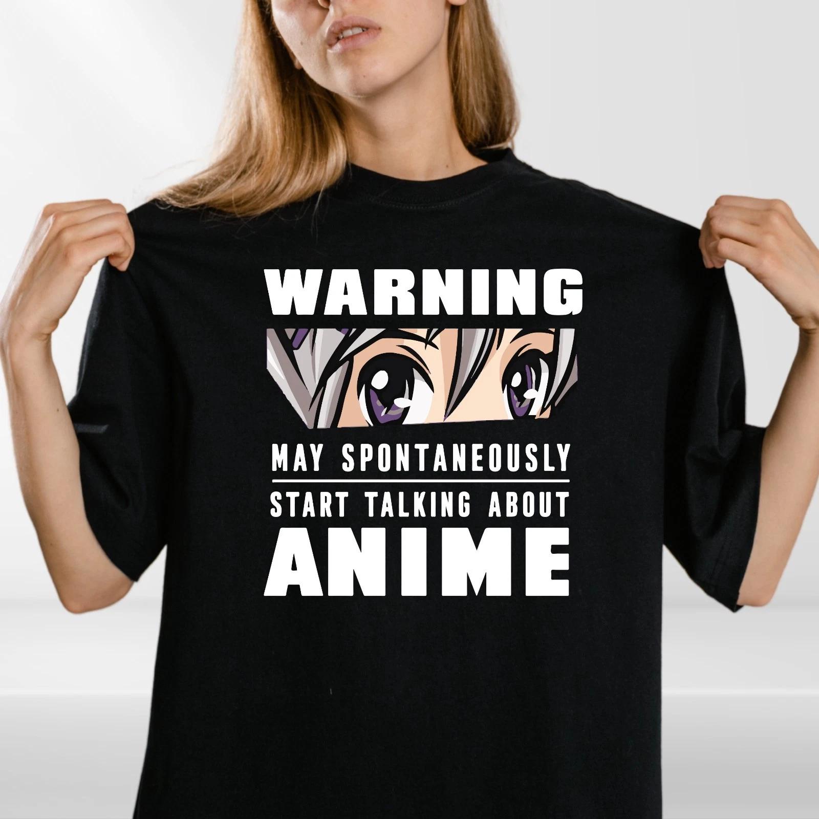 Warning May Start Talking About Anime Funny Mens T-Shirt 100% Cotton XXXL