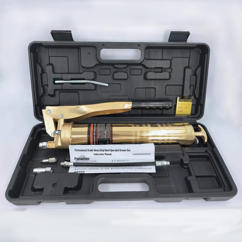 Gold-Plated Heavy-Duty Manual Grease Gun with Double Pressure Lever