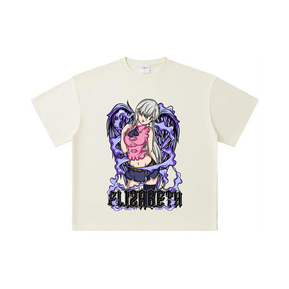 260 GSM Double Yarn 32 Count 100% Cotton Seven Deadly Sins V3 Elizabeth Print Unisex Heavy Cotton T Shirt