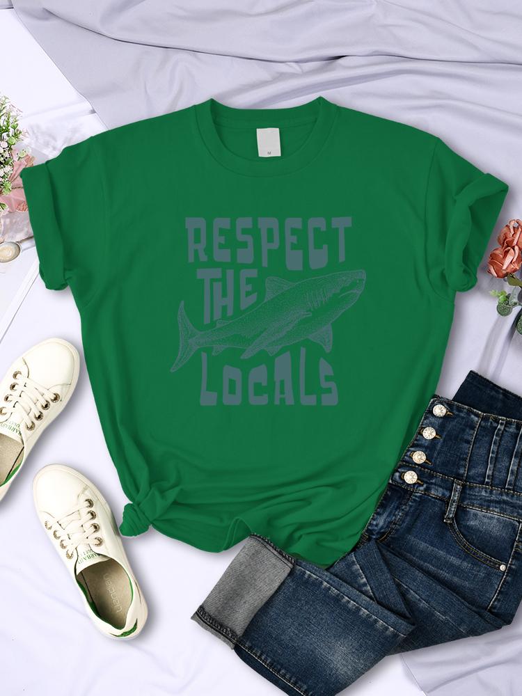Respect The Locals Shark New 3D Prints Women Tee Clothing Casual Personality T Shirts Street Hip Hop Short Sleeve Summer Womans Tops