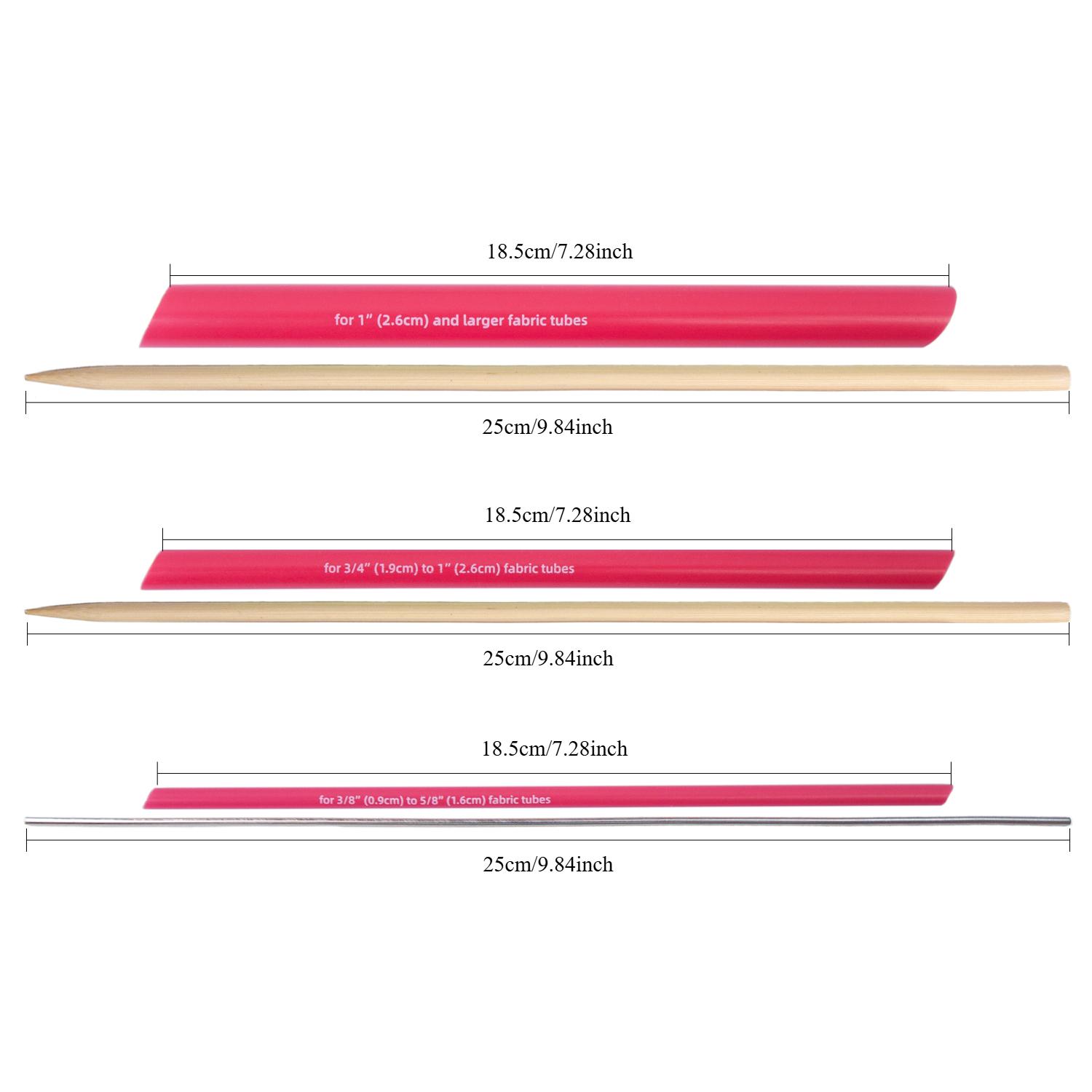 

3-Size Pink Fabric Tube Turner Set - Professional Sewing Inverter Tool for Straps & Cord Making розовый