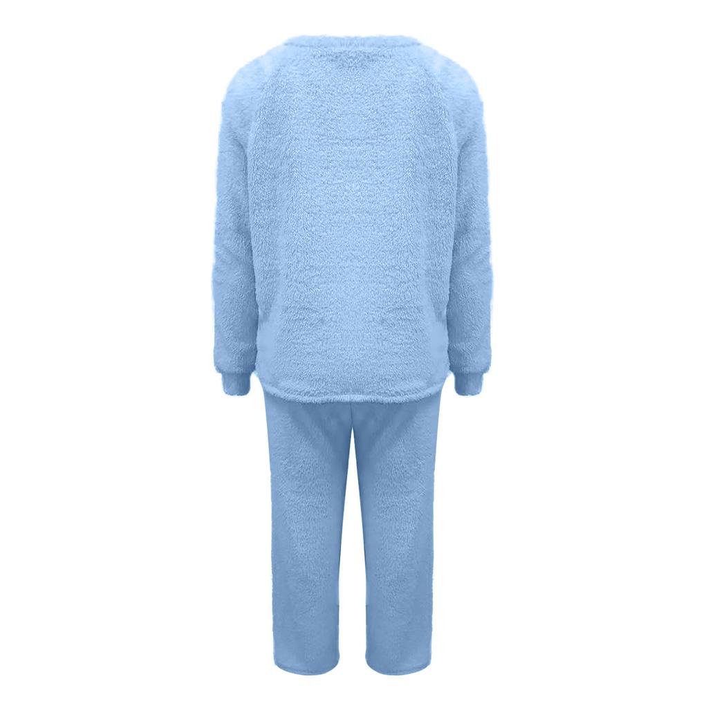 Women's Fashion And Winter Set Loose Casual Loungewear Reversible Plush Two-Piece