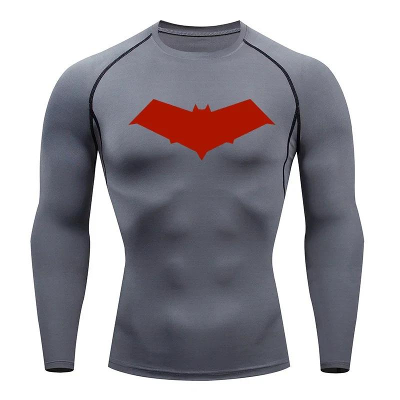 Clothing Fitness Compression Running T-Shirt Men Tops Bat Printing T Shirts Men Quick-Drying Gym Sportswear Jersey Tee For Male