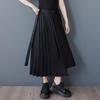Black Cotton Plus Size High Waist Vintage Pleated Summer Casual Loose Long for Woman Skirts Womens Skirt