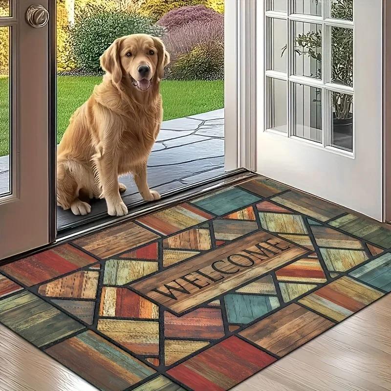 1 Stück Niedliche Hunde HD Gedruckte Fußmatten Dekor Küchenteppiche Rutschfest Wohnzimmerteppiche Badematte Teppich für Zuhause Spüle Wäsche Dekor