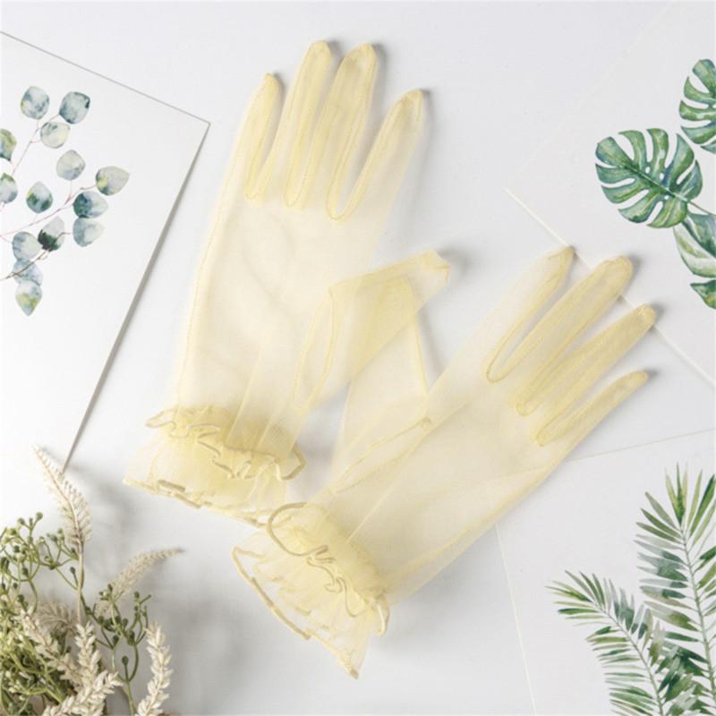 Women Black Summer Uv-Proof Driving Gloves Mesh Fishnet Gloves Lace Mittens Full Finger Girls Lace Fashion Gloves