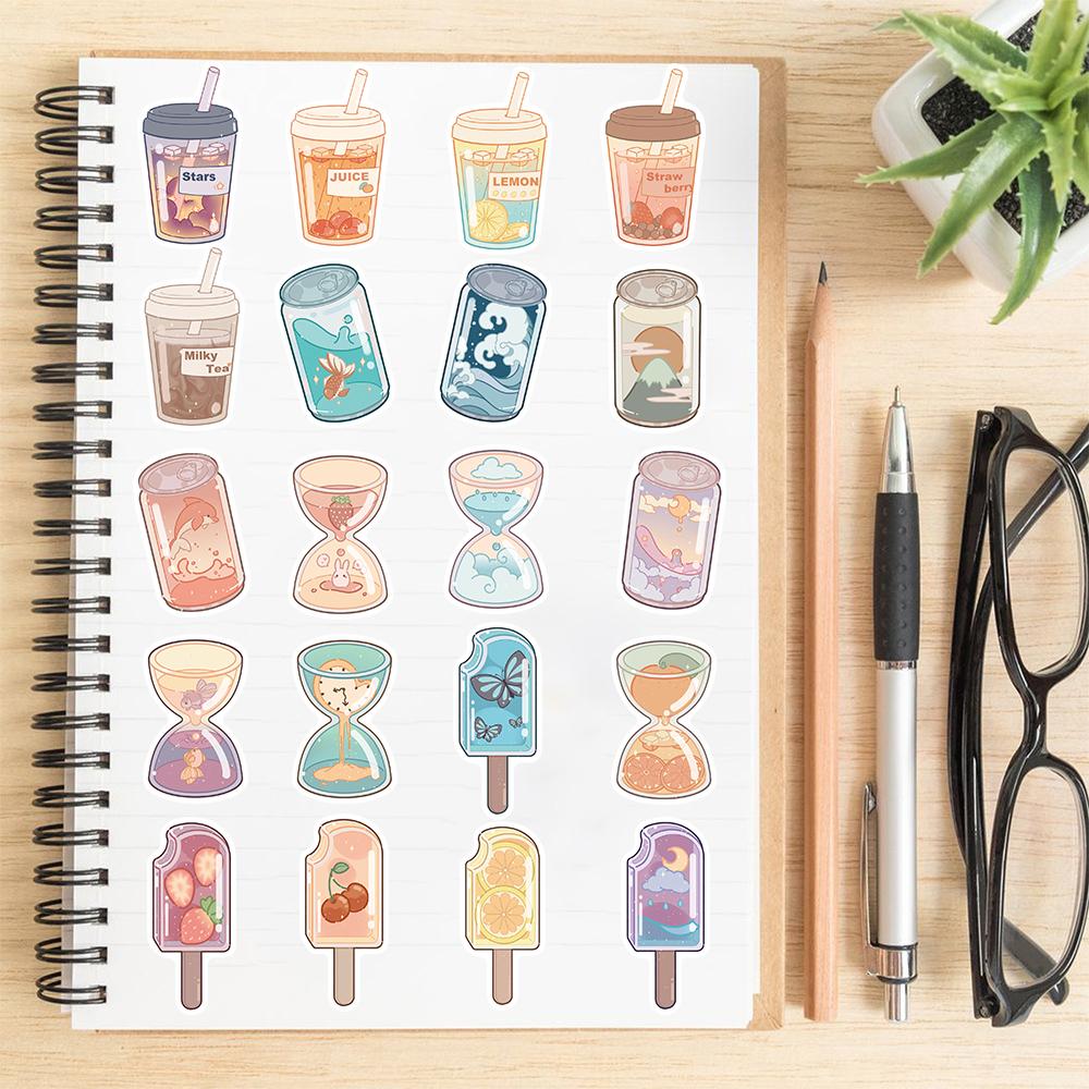 50PCS Ins Style Bottle Stickers Skateboard Laptop Art Picture Living Coffee Phone Coffee Decoration Luggage Case Art Sticker