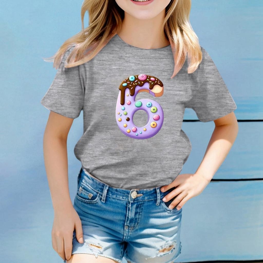 Fashion Cute Princess 67 Number Bow Print Kids Round Neck T-Shirt Boys Short Sleeve Clothing Children Girls Casual T-Shirts Tops