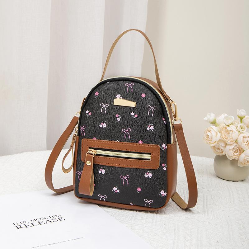 

Новый весенний женский рюкзак модный принт с бантом маленький школьный рюкзак портативная сумка-мессенджер один коричневый