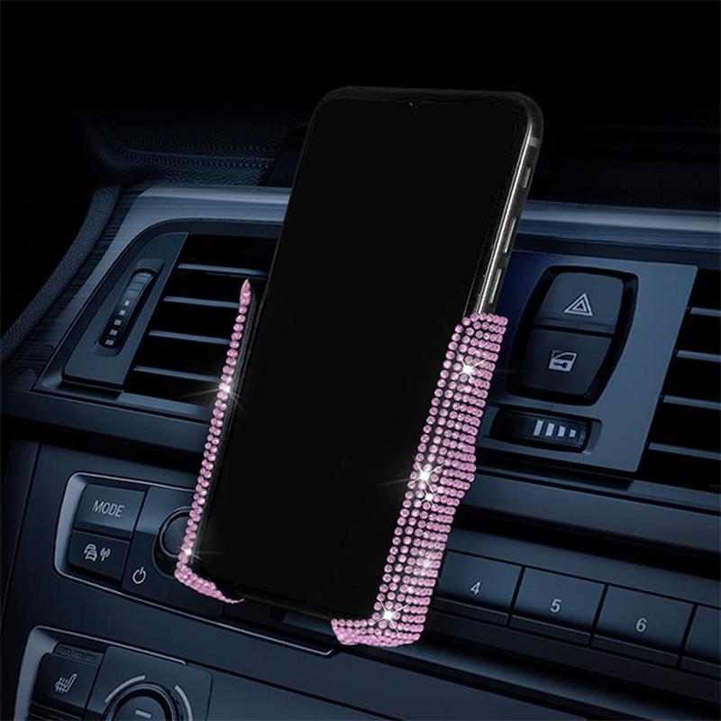 Car Phone Holder Women Diamond Crystal Car Air Vent Mount Clip Mobile Phone Holder Stand In Car Bracket Interior Accessories