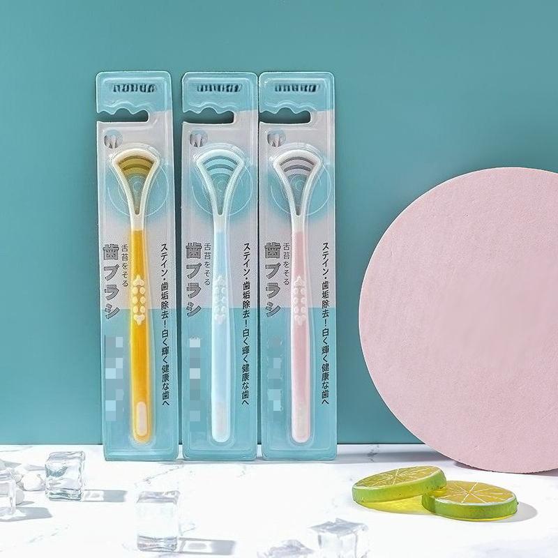 3PCS Silicone Tongue Scraper with Ergonomic Handle Double-sided Fresher Breath Tongue Cleaning Brush Oral Hygiene Tool