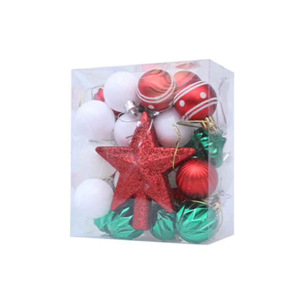 31-Pcs Christmas Ball Tree Ornament Set Hanging Ornaments Ball Plastic Tree 5x4cm For Exquisite Glitter Finish Home Decor