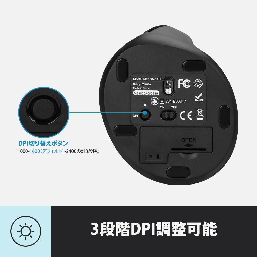 DELUX Ergonomic Wireless 75g Vertical 2400 DPI for Carpal and Hand for and Laptops GX Mouse, 2.4G, Lightweight, Mouse, DPI, Three-Level Adjustment,