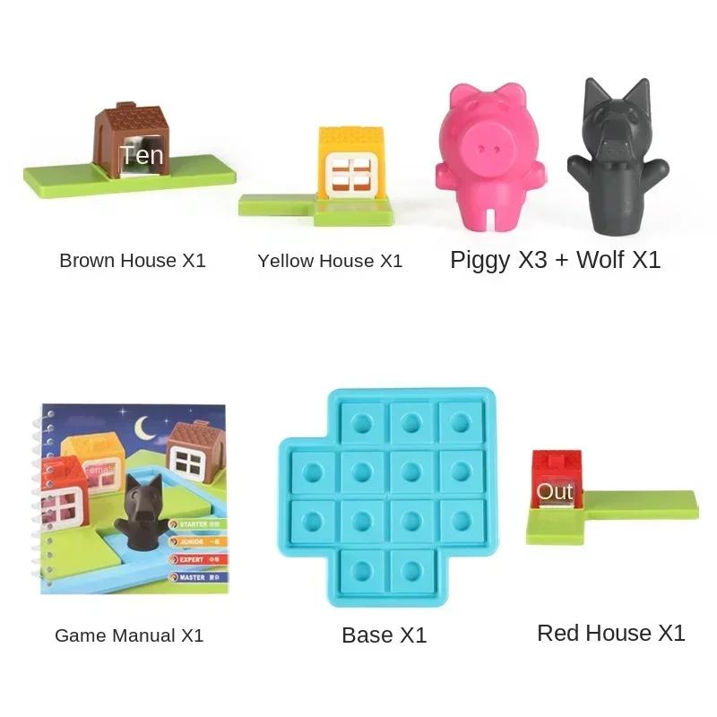 Montessori Three Small Pigs Smart Hide Seek Plate Games Featuring Solution Skill-Building Puzzle Logic Games Children Training Playthings