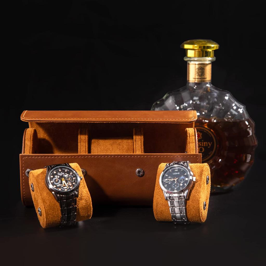 1/2/3 Watch Travel Case -Classic Leather Watch Case With Perfect Texture.Mens Watch Case for Travel Handcrafted by Craftsmen