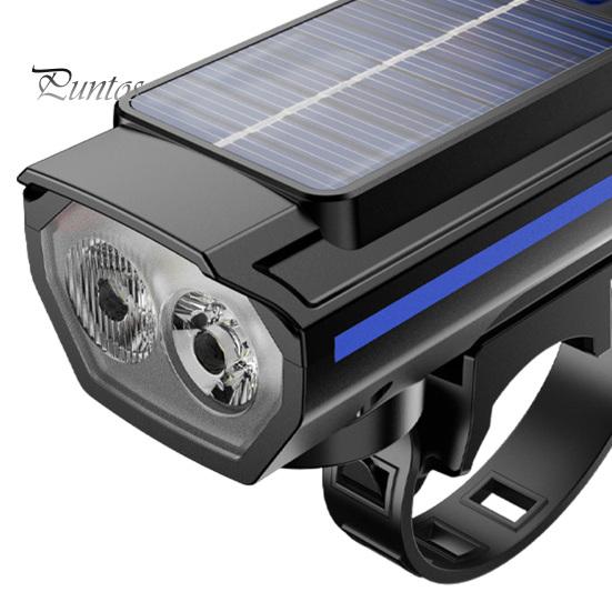 Universal Bike Front Light with Horn Multi-Functional Solar-Powered High Brightness Long-Range Illumination Bicycle Light